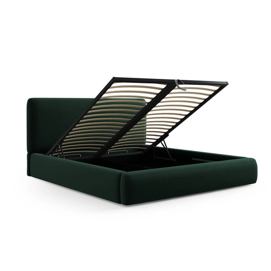 Velvet Storage Bed With Headboard, "Colonel", 220x160x100 Made in Europe