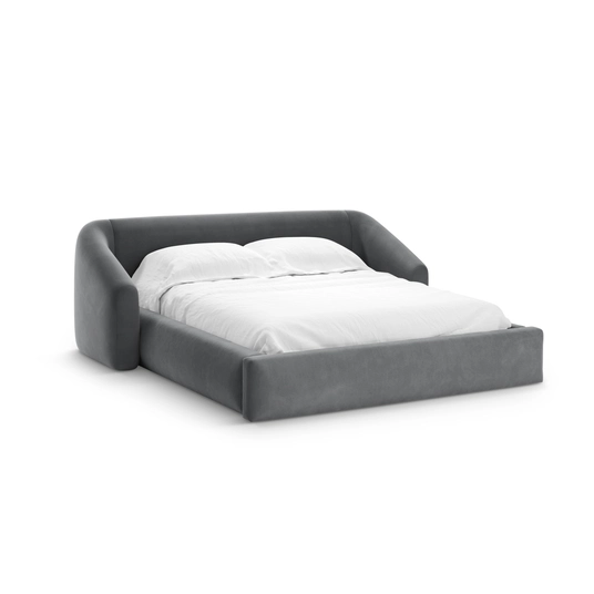 Velvet Storage Bed With Headboard, "Campi", 230x208x80 Made in Europe