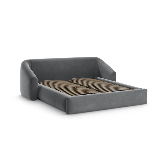 Velvet Storage Bed With Headboard, "Campi", 230x208x80 Made in Europe