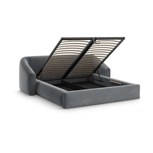 Velvet Storage Bed With Headboard, "Campi", 230x208x80 Made in Europe