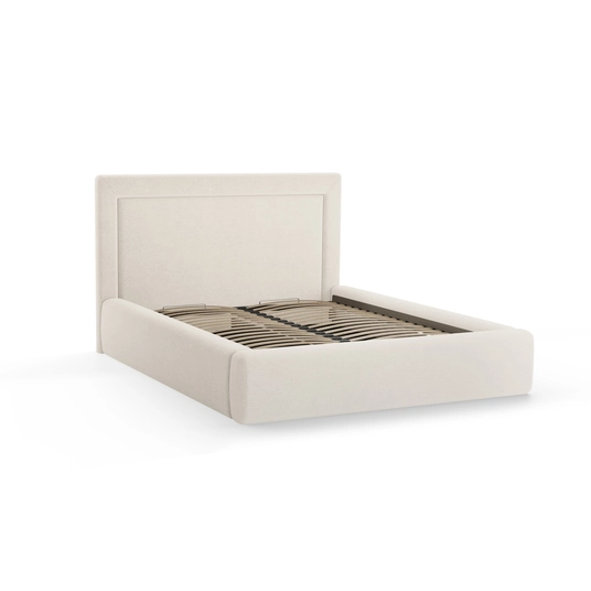 Boucle Storage Bed with Headboard, "Kemer", 230x165x120 Made in Europe