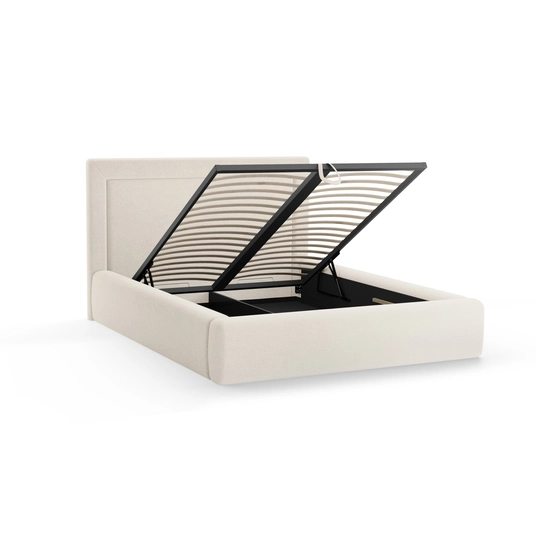 Boucle Storage Bed with Headboard, "Kemer", 230x165x120 Made in Europe