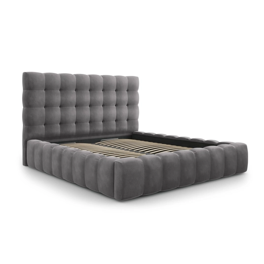 Velvet Storage Bed With Headboard, "Bali", 230x165x125 Made in Europe