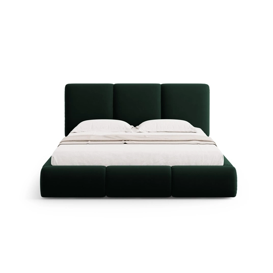 Velvet Storage Bed With Headboard, "Nicolas", 220x160x100 Made in Europe