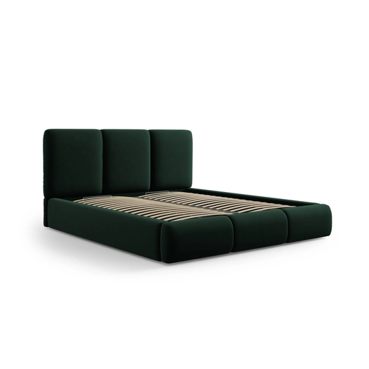 Velvet Storage Bed With Headboard, "Nicolas", 220x160x100 Made in Europe