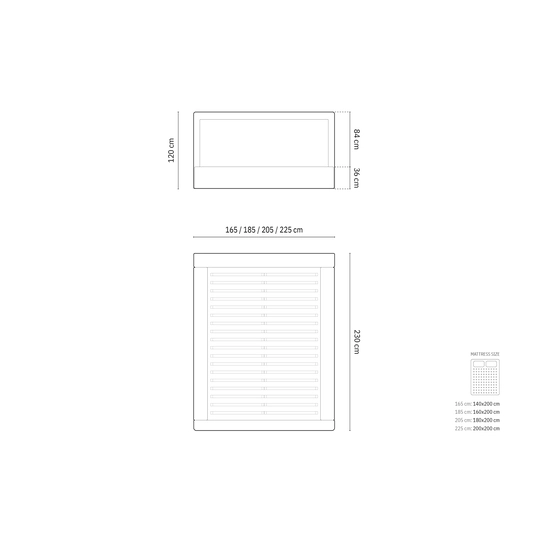 Storage Bed With Headboard, "Kemer", 230x165x120 Made in Europe