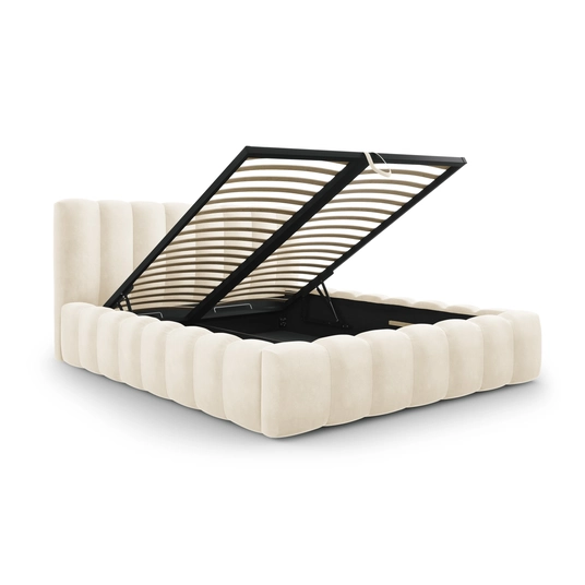Velvet Storage Bed With Headboard, "Palma", 230x165x94 Made in Europe