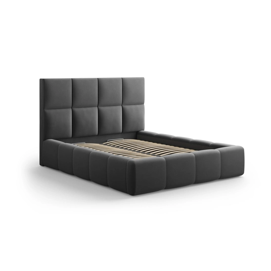 Velvet Storage Bed With Headboard, "Livigno", 230x185x125 Made in Europe