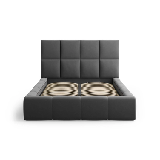 Velvet Storage Bed With Headboard, "Livigno", 230x185x125 Made in Europe