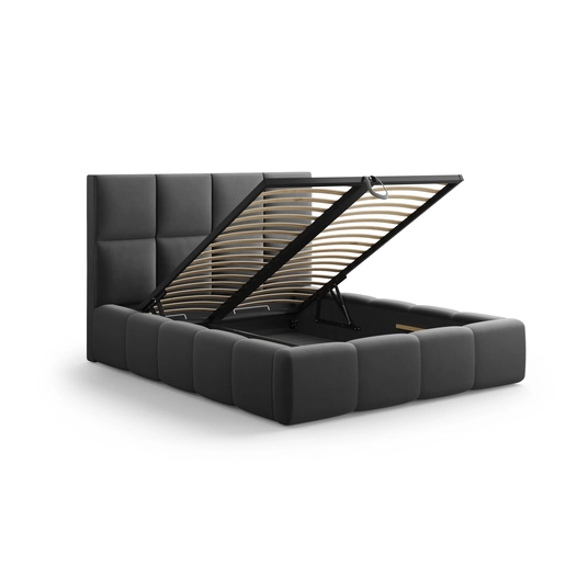 Velvet Storage Bed With Headboard, "Livigno", 230x185x125 Made in Europe