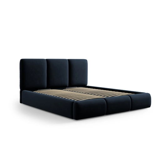 Velvet Storage Bed With Headboard, "Nicolas", 220x180x100 Made in Europe