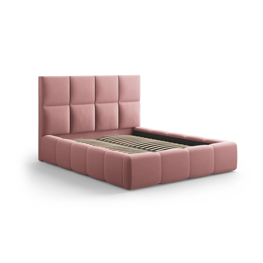 Velvet Storage Bed With Headboard, "Livigno", 230x185x125 Made in Europe