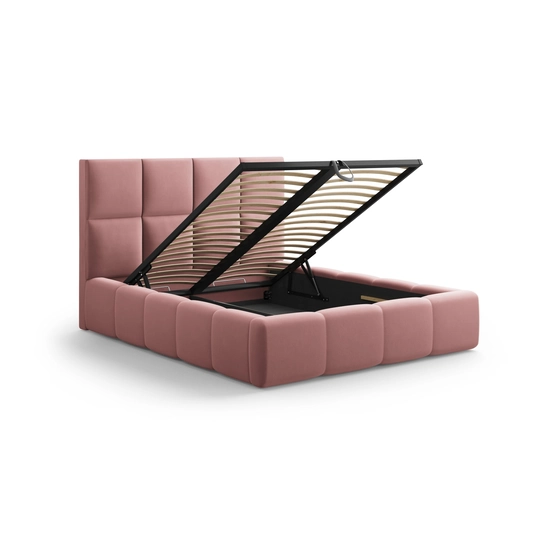 Velvet Storage Bed With Headboard, "Livigno", 230x185x125 Made in Europe
