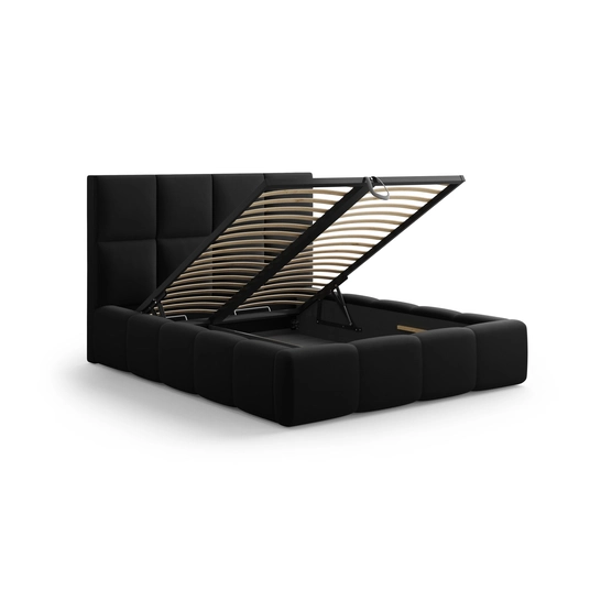 Velvet Storage Bed With Headboard, "Livigno", 230x205x125 Made in Europe
