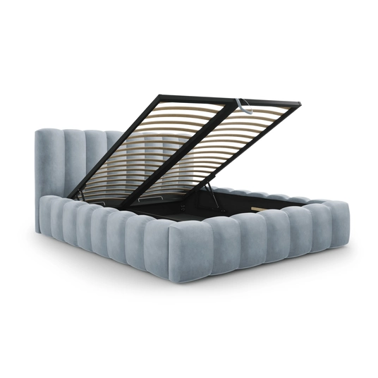 Velvet Storage Bed With Headboard, "Palma", 230x205x94 Made in Europe