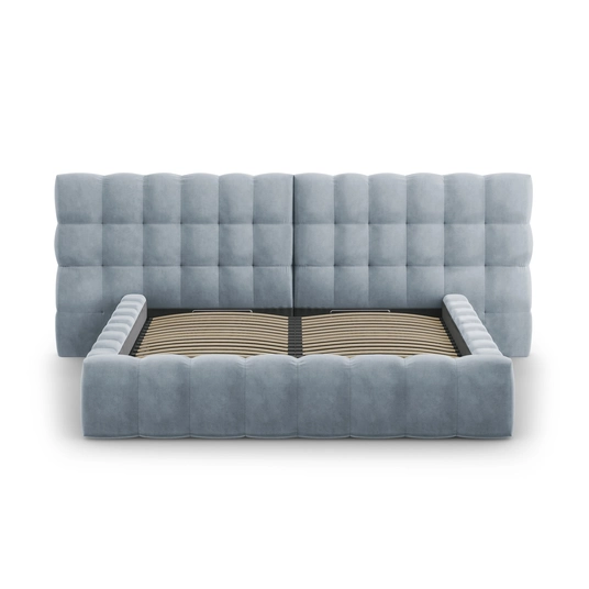 Velvet Storage Bed With Double Headboard, "Bali", 230x200x100 Made in Europe