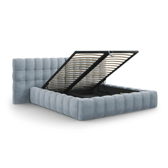 Velvet Storage Bed With Double Headboard, "Bali", 230x200x100 Made in Europe