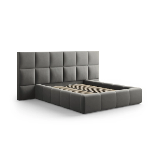 Velvet Storage Bed With Double Headboard, "Livigno", 230x200x125 Made in Europe