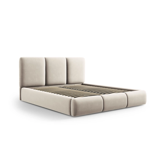 Velvet Storage Bed With Headboard, "Nicolas", 220x220x100 Made in Europe
