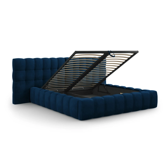 Velvet Storage Bed With Double Headboard, "Bali", 230x200x100 Made in Europe