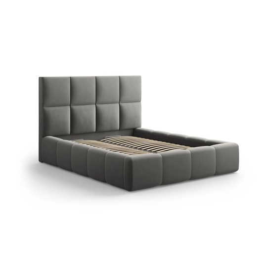 Velvet Storage Bed With Headboard, "Livigno", 230x225x125 Made in Europe