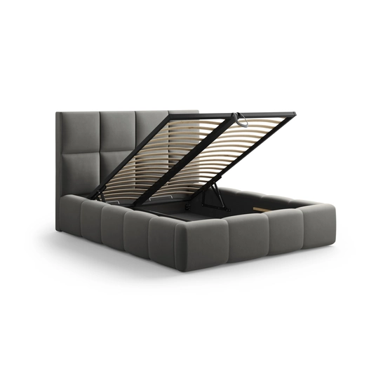 Velvet Storage Bed With Headboard, "Livigno", 230x225x125 Made in Europe