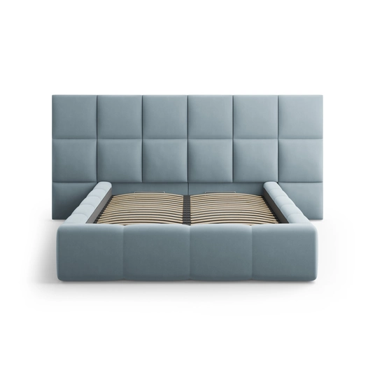 Velvet Storage Bed With Double Headboard, "Livigno", 230x250x125 Made in Europe