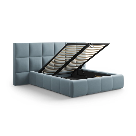 Velvet Storage Bed With Double Headboard, "Livigno", 230x250x125 Made in Europe