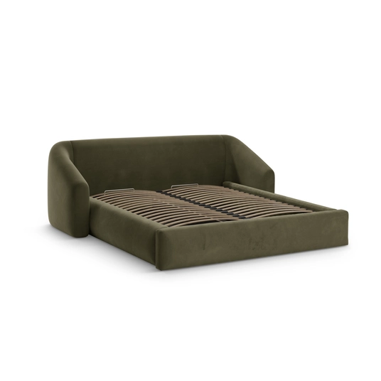 Velvet Storage Bed With Headboard, "Campi", 230x268x80 Made in Europe