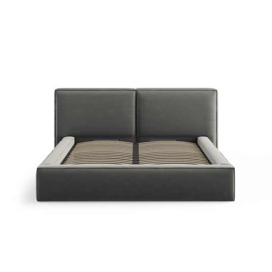 Velvet Storage Bed With Double Headboard, "Arendal", 228x194x97.5 Made in Europe