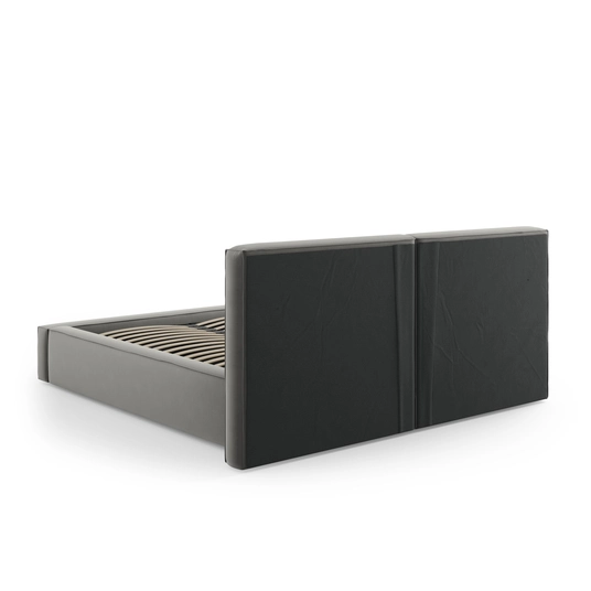 Velvet Storage Bed With Double Headboard, "Arendal", 228x194x97.5 Made in Europe