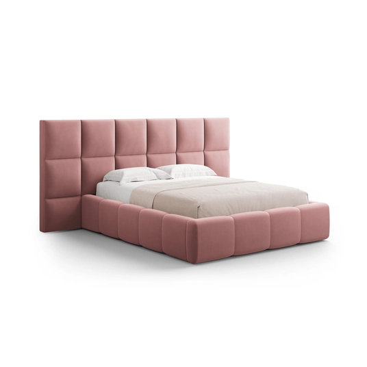 Velvet Storage Bed With Double Headboard, "Livigno", 230x200x125 Made in Europe