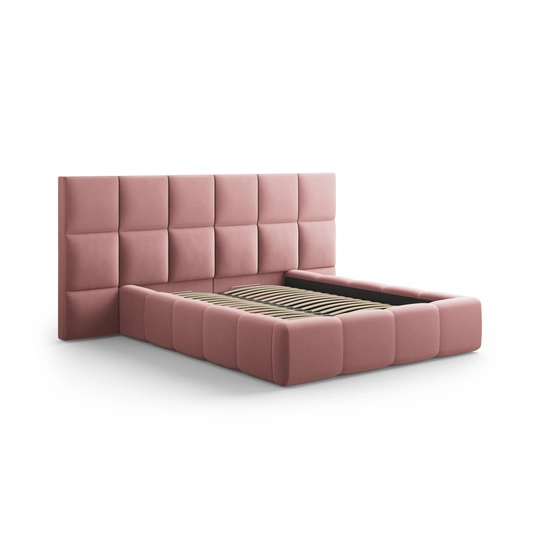 Velvet Storage Bed With Double Headboard, "Livigno", 230x200x125 Made in Europe