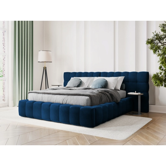 Velvet Storage Bed With Double Headboard, "Bali", 230x250x100 Made in Europe