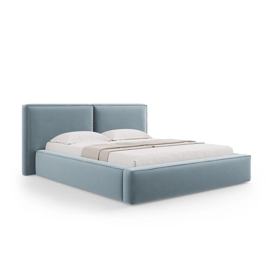 Velvet Storage Bed With Double Headboard, "Arendal", 228x214x97.5 Made in Europe
