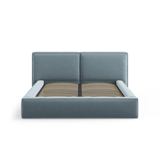 Velvet Storage Bed With Double Headboard, "Arendal", 228x214x97.5 Made in Europe