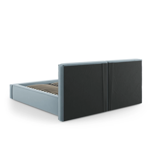Velvet Storage Bed With Double Headboard, "Arendal", 228x214x97.5 Made in Europe