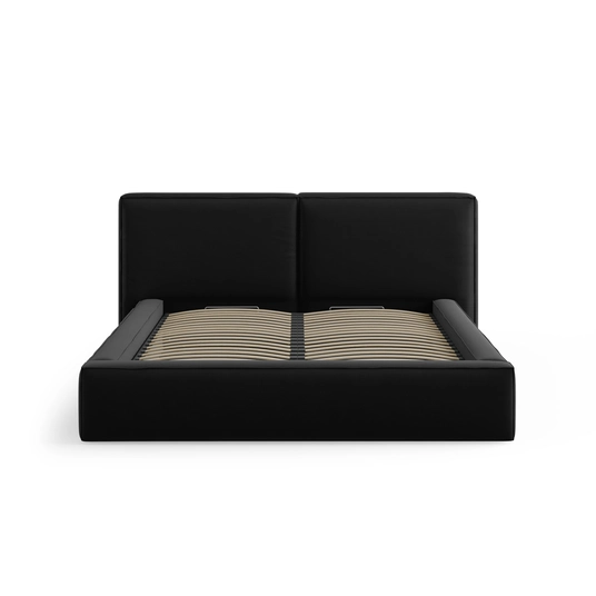 Velvet Storage Bed With Double Headboard, "Arendal", 228x194x97.5 Made in Europe