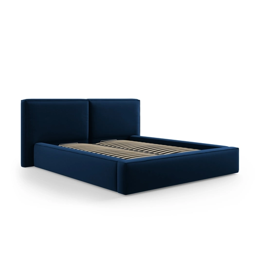 Velvet Storage Bed With Double Headboard, "Arendal", 228x214x97.5 Made in Europe