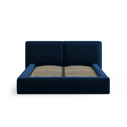 Velvet Storage Bed With Double Headboard, "Arendal", 228x214x97.5 Made in Europe