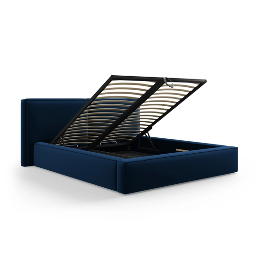 Velvet Storage Bed With Double Headboard, "Arendal", 228x214x97.5 Made in Europe