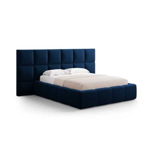 Velvet Storage Bed With Double Headboard, "Livigno", 230x300x125 Made in Europe