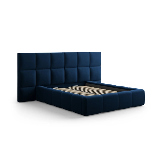 Velvet Storage Bed With Double Headboard, "Livigno", 230x300x125 Made in Europe