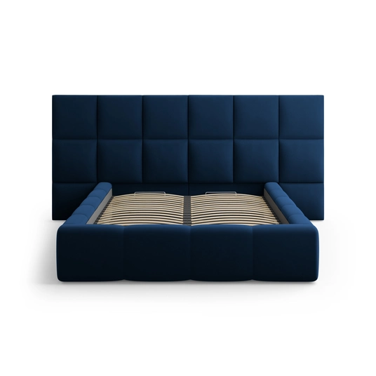 Velvet Storage Bed With Double Headboard, "Livigno", 230x300x125 Made in Europe