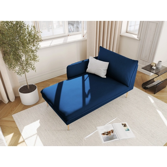 Velvet Chaise Longue Left, "Vienna", 1 Seat, 170x110x95 Made in Europe