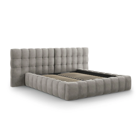 Velvet Storage Bed With Double Headboard, "Bali", 230x300x100 Made in Europe
