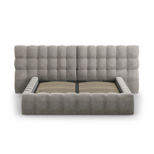 Velvet Storage Bed With Double Headboard, "Bali", 230x300x100 Made in Europe