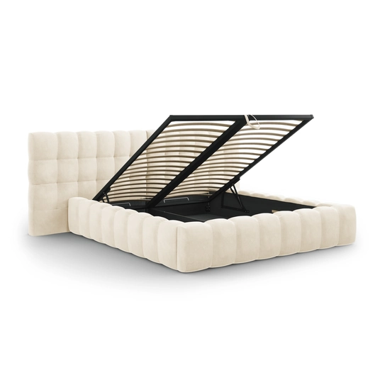 Velvet Storage Bed With Double Headboard, "Bali", 230x350x100 Made in Europe