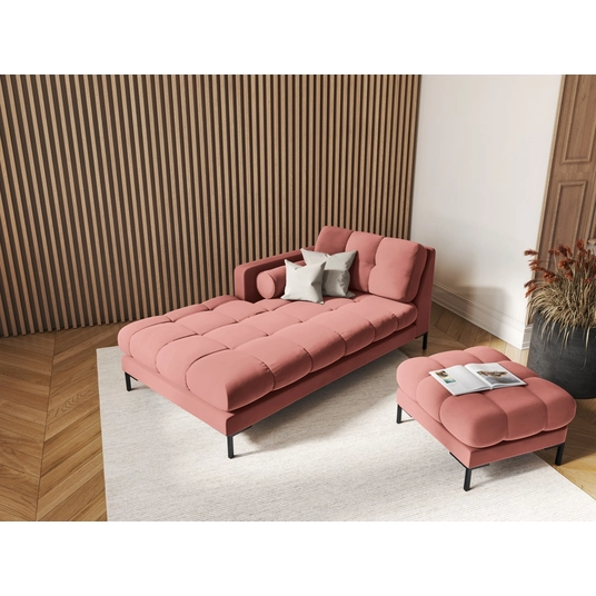 Velvet Chaise Longue Left, "Bali", 1 Seat, 185x102x75 Made in Europe