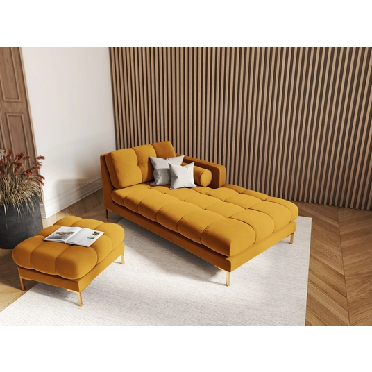 Velvet Chaise Longue Right, "Bali", 1 Seat, 185x102x75 Made in Europe